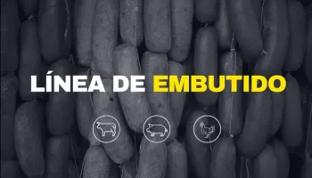 foto de chorizo colgado y texto de línea de embutido